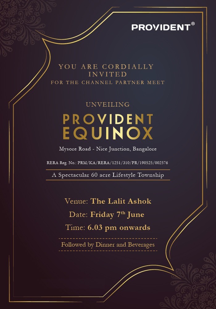 Inviting Channel Parters for launching PROVIDENT EQUINOX